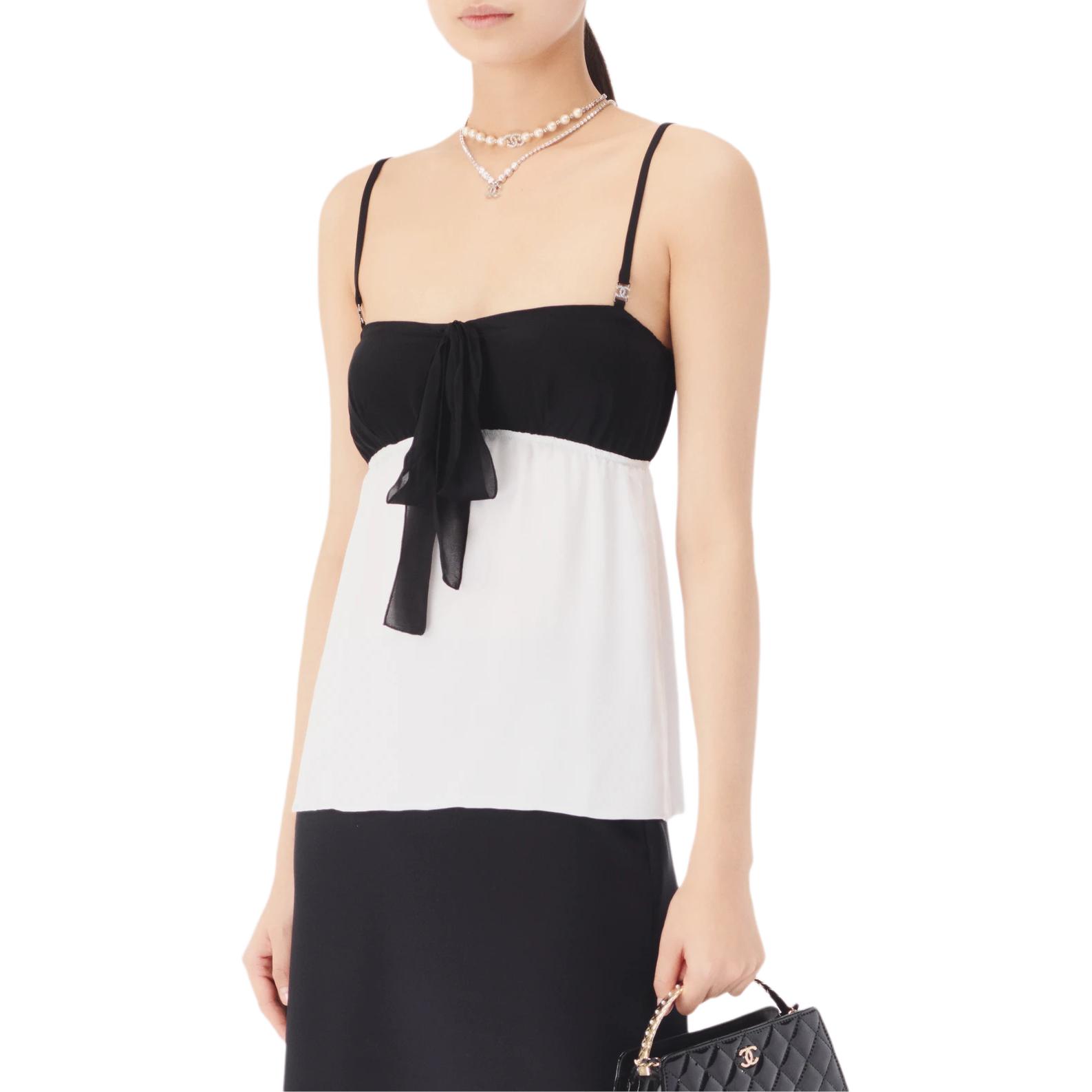 CHANEL Camisoles Women's Black/White Moderate