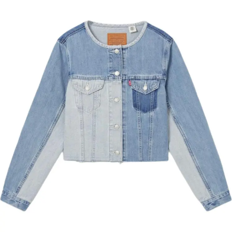 Levi's Denim Jackets Women's Nautical Blue Crew Neck Moderate Straight Fit