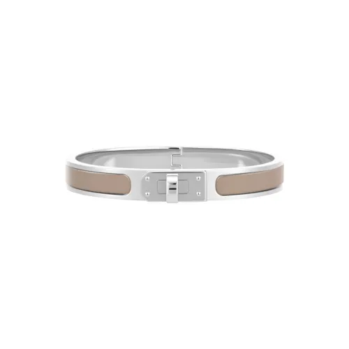 HERMES Brand Logo Bangles Unisex Chestnut