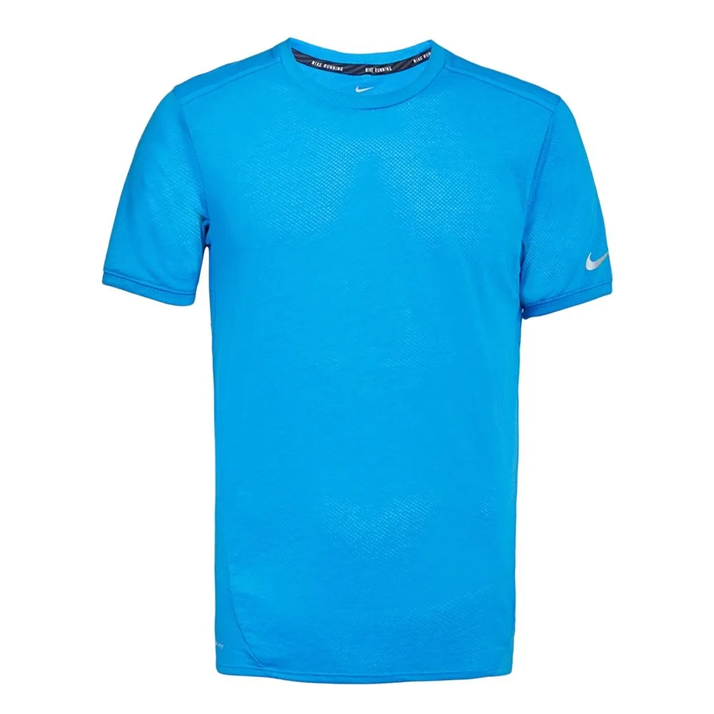 Nike Swoosh T-Shirts Men's Blue Crew Neck Moderate Straight Fit