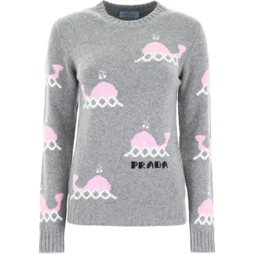 PRADA Sweaters Women's Gray Crew Neck Moderate Other