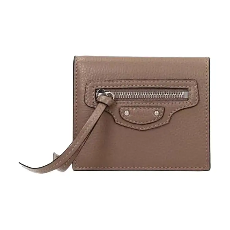 Balenciaga Neo Classic Grain Leather Wallet Women's Gray