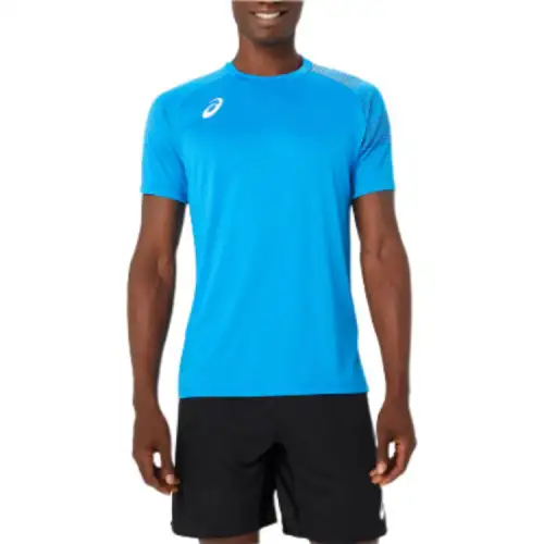 ASICS T Shirts Men's Blue Crew Neck