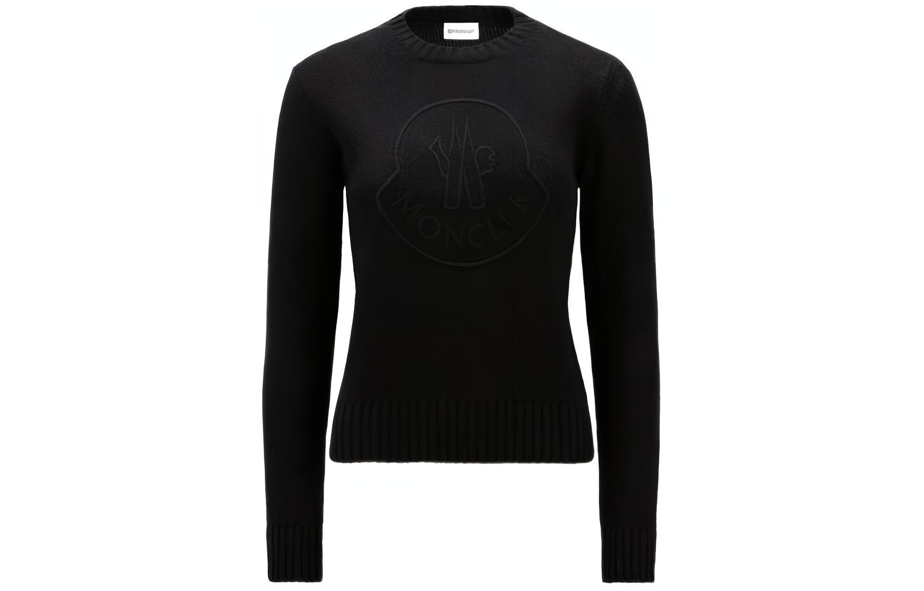 Женские свитер Moncler Embroidered Logo Cashmere Wool Jumper (черный)