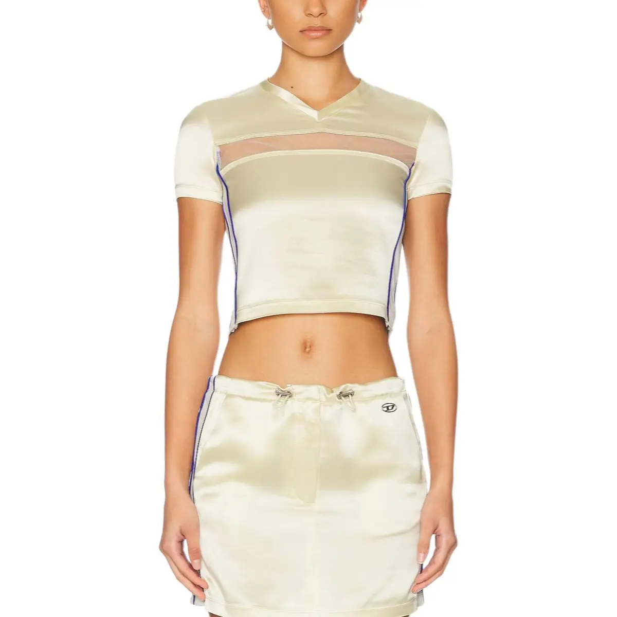DIESEL T-Shirts Women's Cream V-neck Moderate