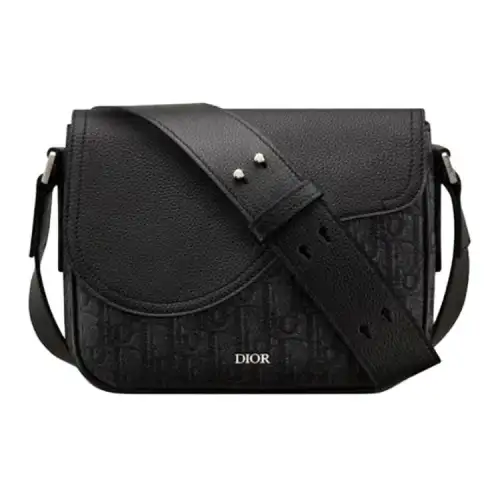 DIOR Saddle Grained Calfskin Saddle Bag, Messenger Bag, Shoulder Bag, Crossbody Bag Mini Men's Black