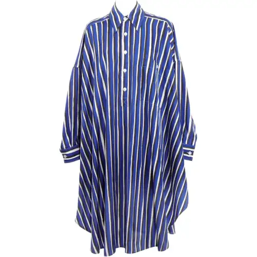 Bottega Veneta Long Sleeved Dresses Women's Blue Lapel Moderate Mid Length