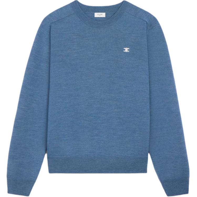 CELINE Sweaters Men's Blue Crew Neck Moderate