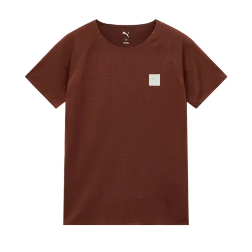 PUMA T Shirts Women's Brown Crew Neck Moderate Straight Fit