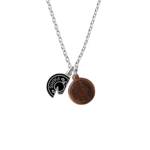 HERMES Metal Necklaces Unisex Silver