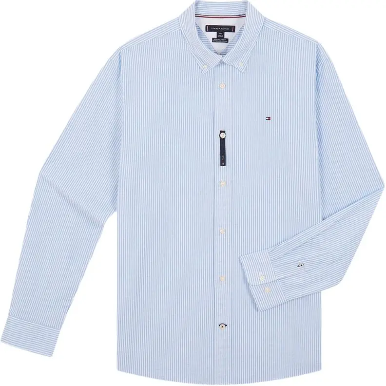 Tommy Hilfiger Shirts Men's Blue White Stripes C39 Lapel Moderate Other