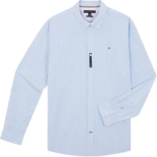 Tommy Hilfiger Shirts Men's Blue White Stripes C39 Lapel Moderate Other