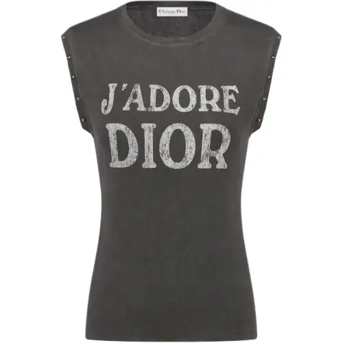 DIOR T Shirts Women's Gray Crew Neck Moderate Other