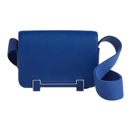 HERMES Geta Sheepskin Shoulder Bag Women's 7T Bleu Electrique Electric Blue