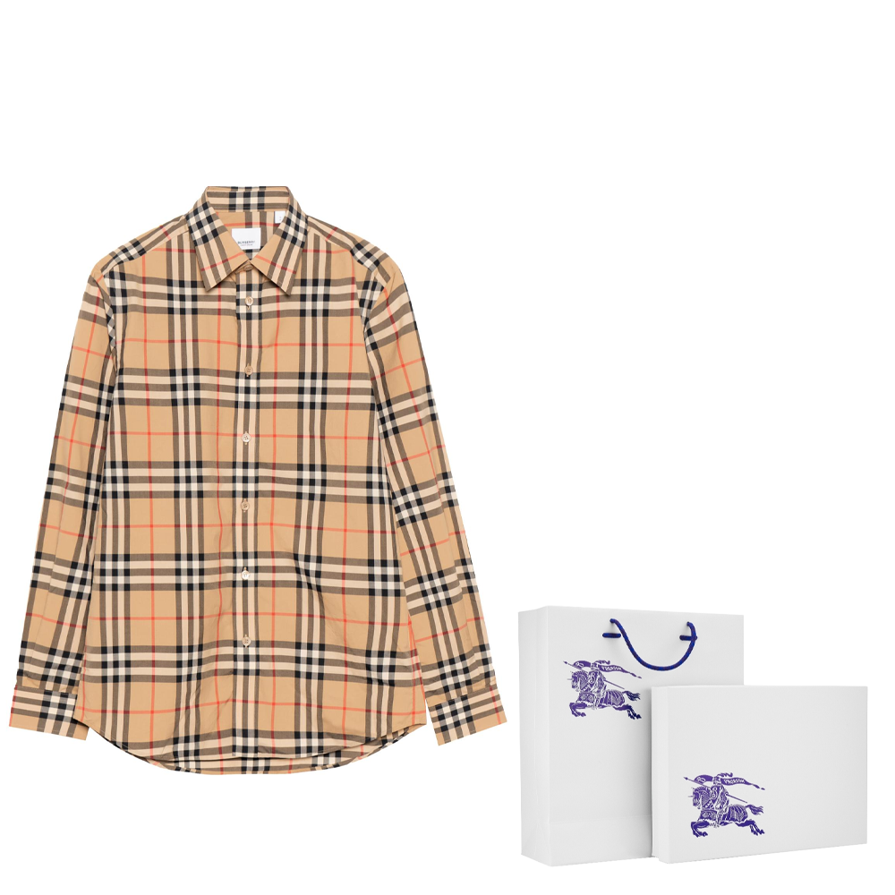 Мужская рубашка Burberry (бежевая) — фото 11