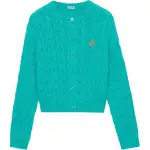 LOEWE Knitwear Women's Green Crew Neck Moderate Cardigan