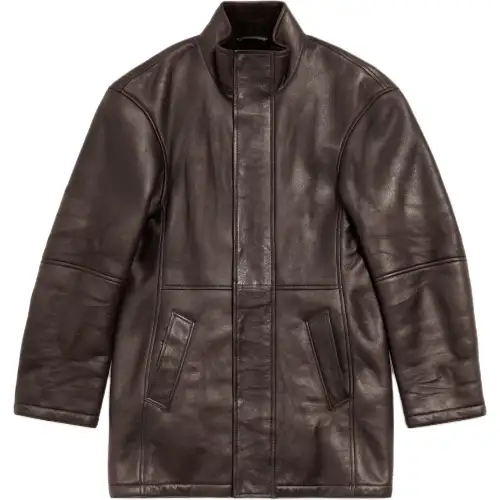 Balenciaga FW25 Leather Jacket Coat Regular Fit Men's