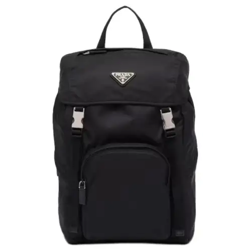 PRADA Leather, Nylon Backpack Unisex Black