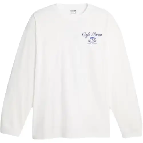 PUMA Sweatshirts Men's White Crew Neck Moderate Regular