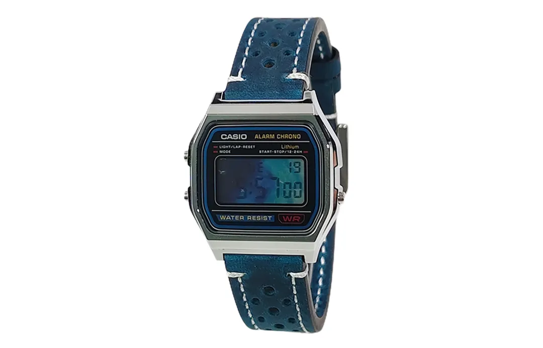 CASIO Custom Collection Quartz Movement Leather Strap Watch Unisex Blue Dial