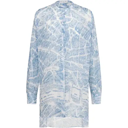 DIOR Shirts Women's Blue Lapel Moderate