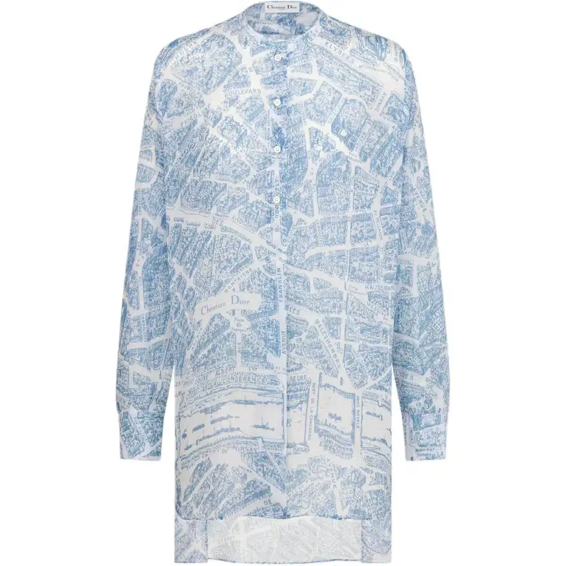 DIOR Shirts Women's Blue Lapel Moderate