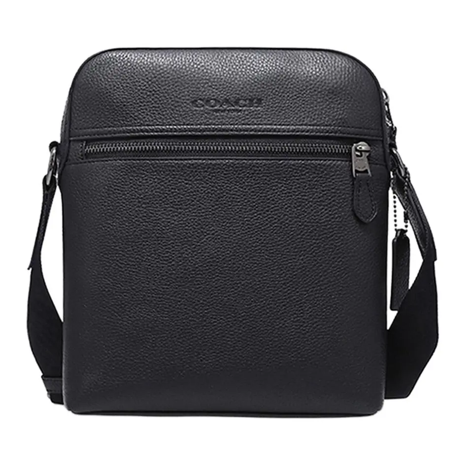 COACH Houston Pebbled Leather Crossbody Bag Shoulder Bags Small Men's Black