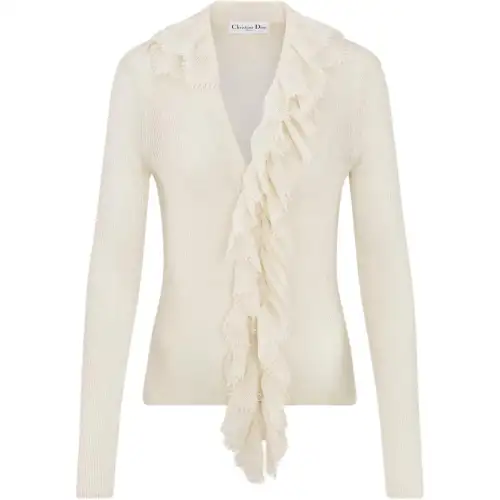 Christian DIOR Removable Ruched Collar Cardigan