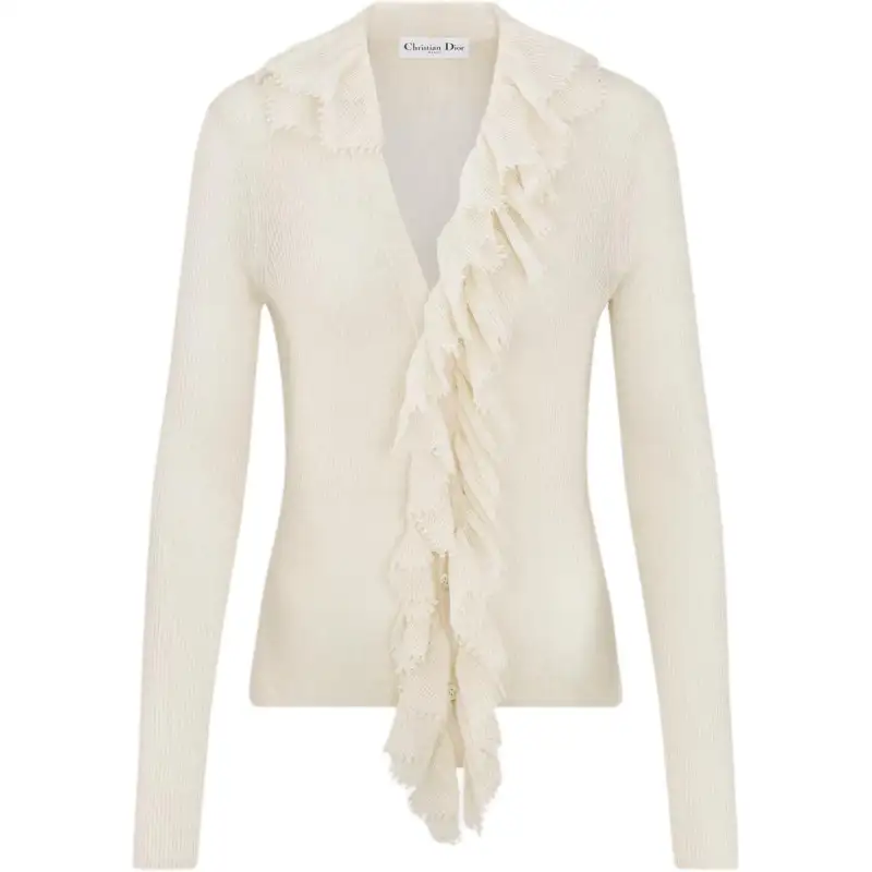 Christian DIOR Removable Ruched Collar Cardigan