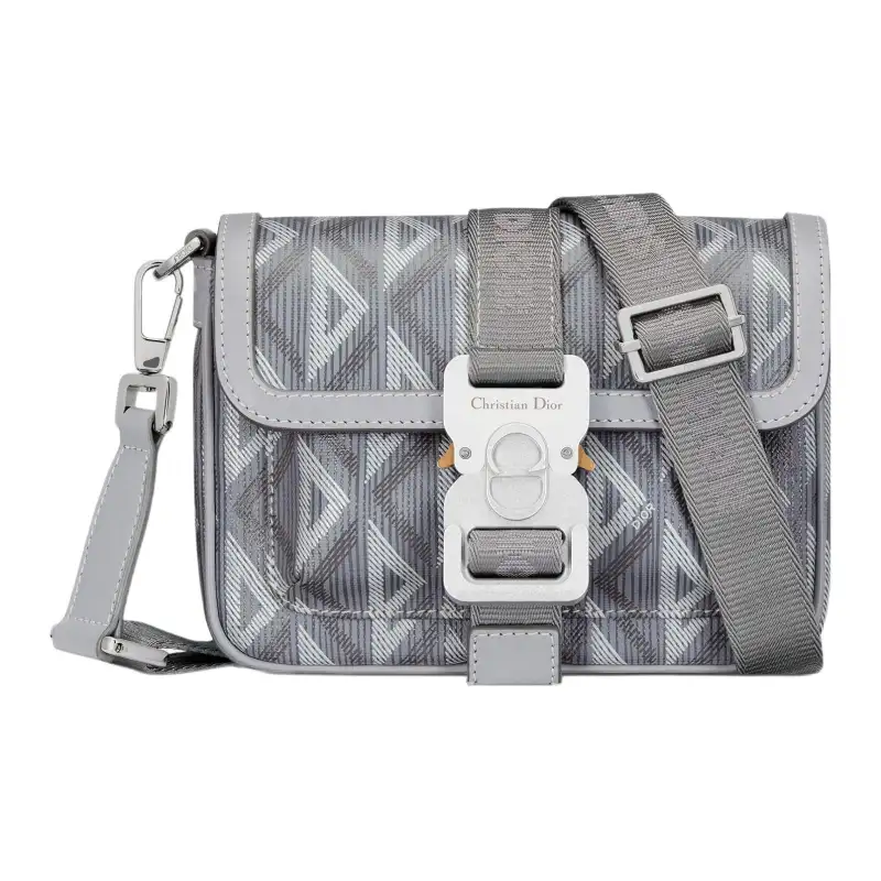 DIOR Hit The Road Canvas With Smooth Cow Leather Shoulder Bag, Crossbody Bag Mini Men's Gray