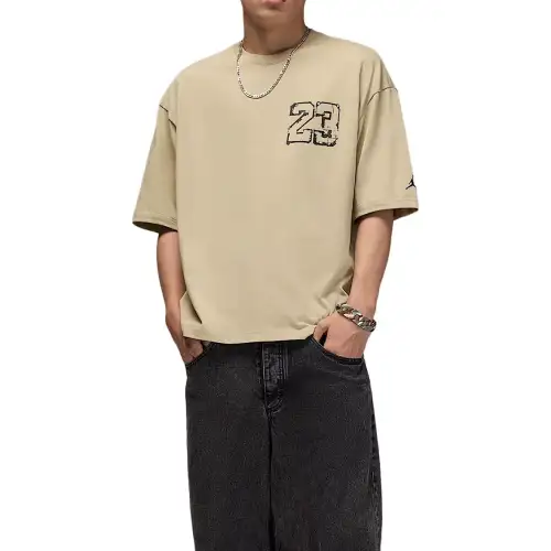 Jordan Apparel T Shirts Men's Desert Khaki Crew Neck