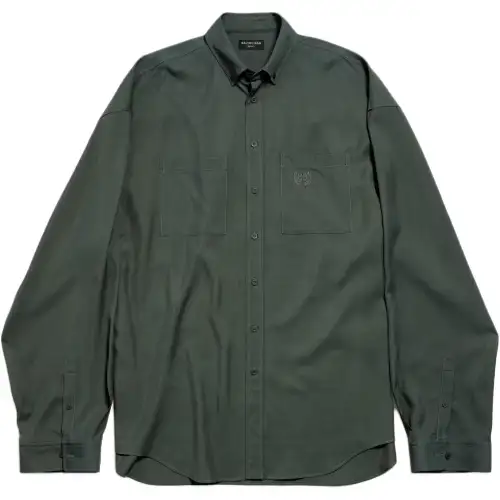 Balenciaga Logo Embrodied Long-Sleeve Shirt