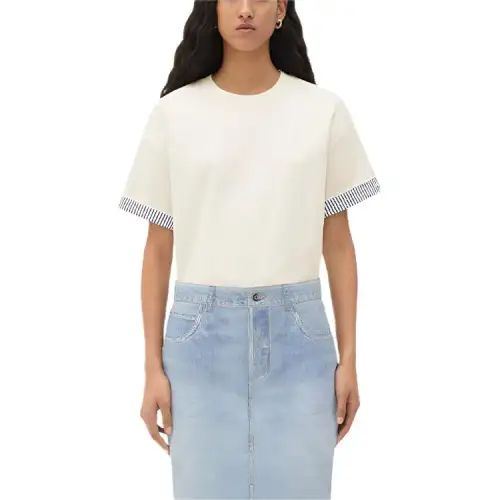 Bottega Veneta Drop Shoulder Sleeve T Shirt Women's White