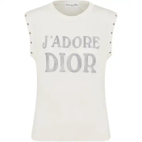 DIOR Tank Tops Women's White Crew Neck Moderate Other