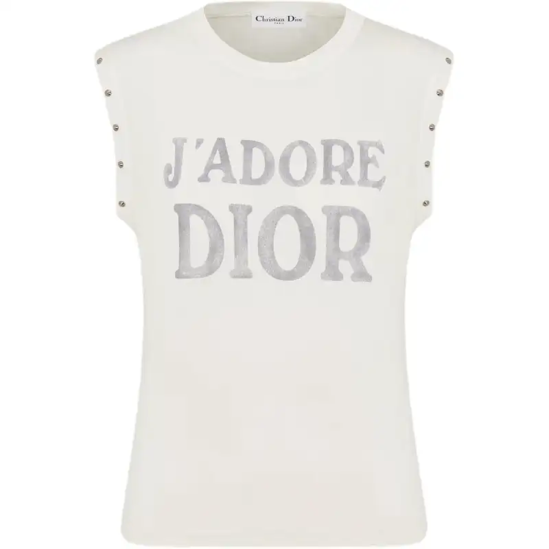 DIOR Tank Tops Women's White Crew Neck Moderate Other