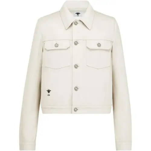 DIOR Denim Jackets Women's White Lapel Moderate