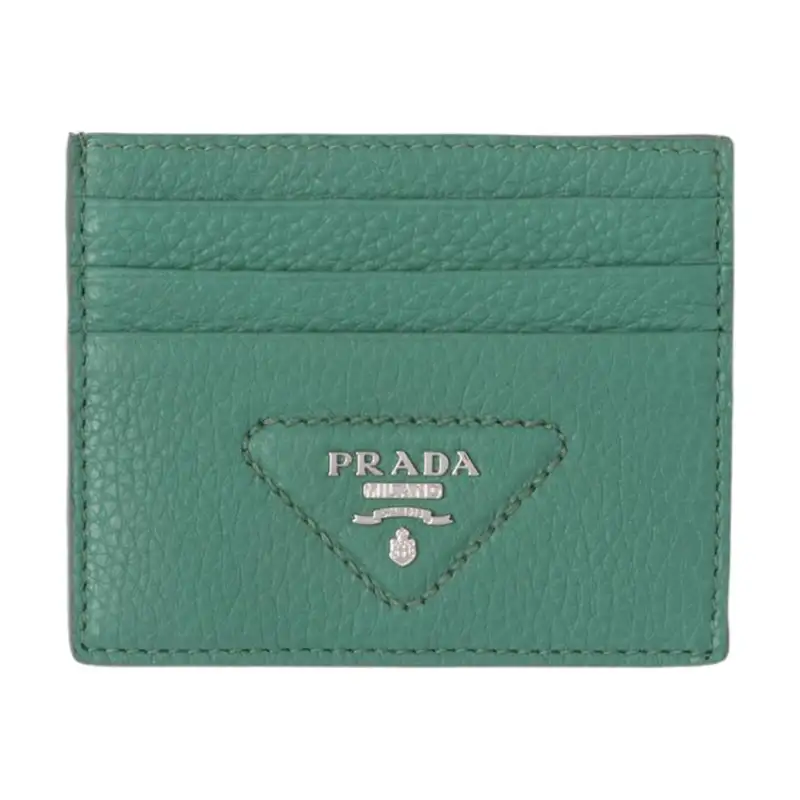 PRADA Saffiano Leather Card Holder Women's Sage Green