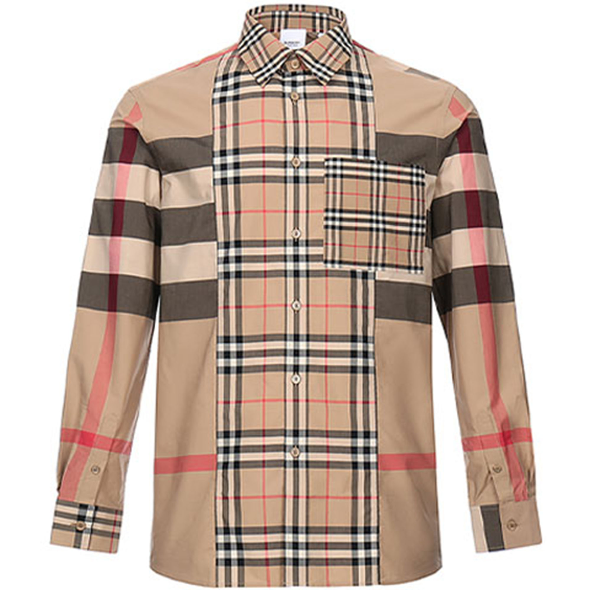 Burberry Burberry patchwork plaid long-sleeved shirt for men, beige