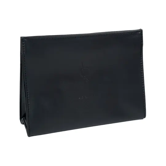 SAINT LAURENT Matte Leather Black Triangle Makeup Bags Portable