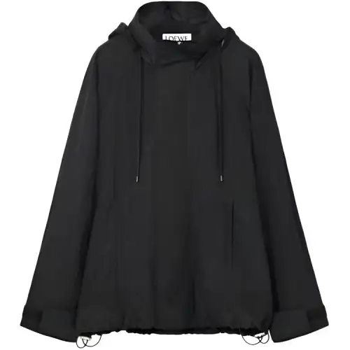 LOEWE Parka Coats Men's Black Hooded Moderate