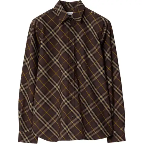 Burberry Shirts Men's Truffle Brown Pointed Collar Moderate Other