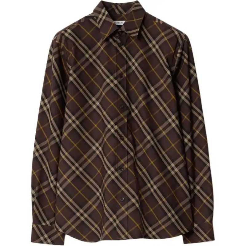Burberry Shirts Men's Truffle Brown Pointed Collar Moderate Other