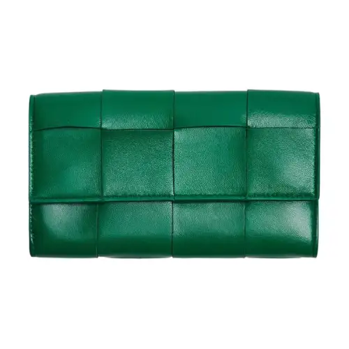 Bottega Veneta Sheepskin With Cow Leather Wallet Unisex Green
