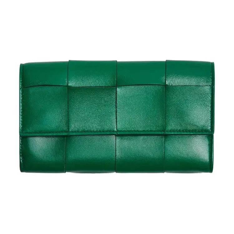 Bottega Veneta Sheepskin With Cow Leather Wallet Unisex Green