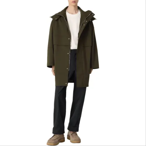 Bottega Veneta Coats Men's Green Detachable Hood Moderate Straight Fit