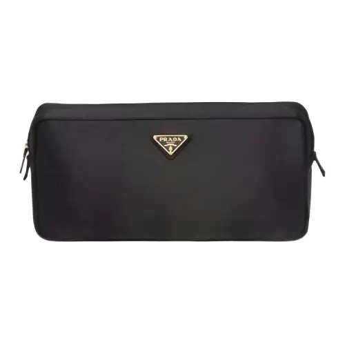 PRADA Silk Makeup Bag Clutch Women's Black