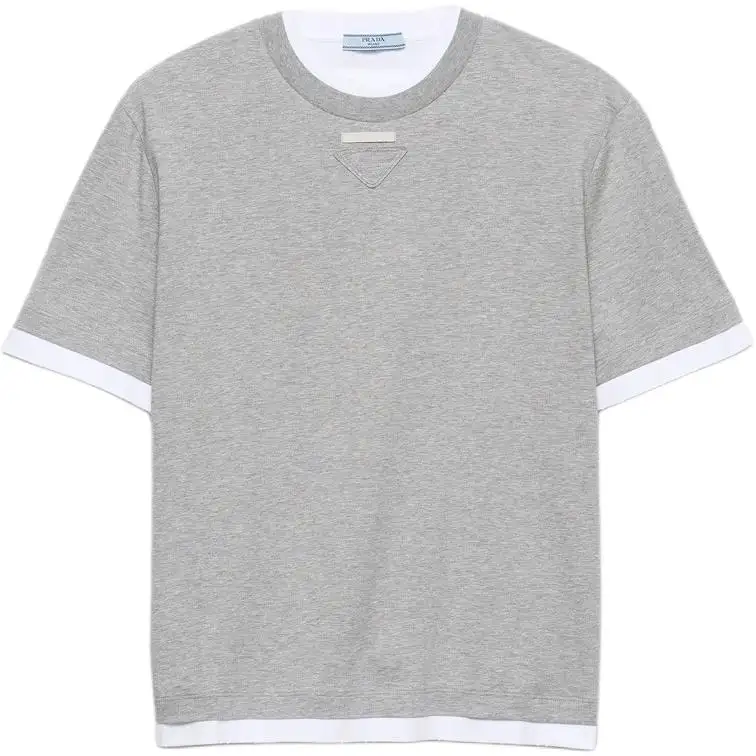 PRADA T Shirts Women's Heather Gray Crew Neck Moderate Straight Fit