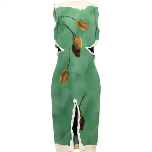 PRADA Sleeveless Dresses Women's Green Moderate Short