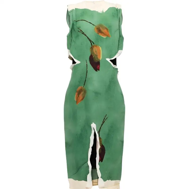 PRADA Sleeveless Dresses Women's Green Moderate Short