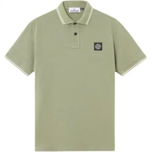 STONE ISLAND Logo Patch Buttoned Polo Shirt